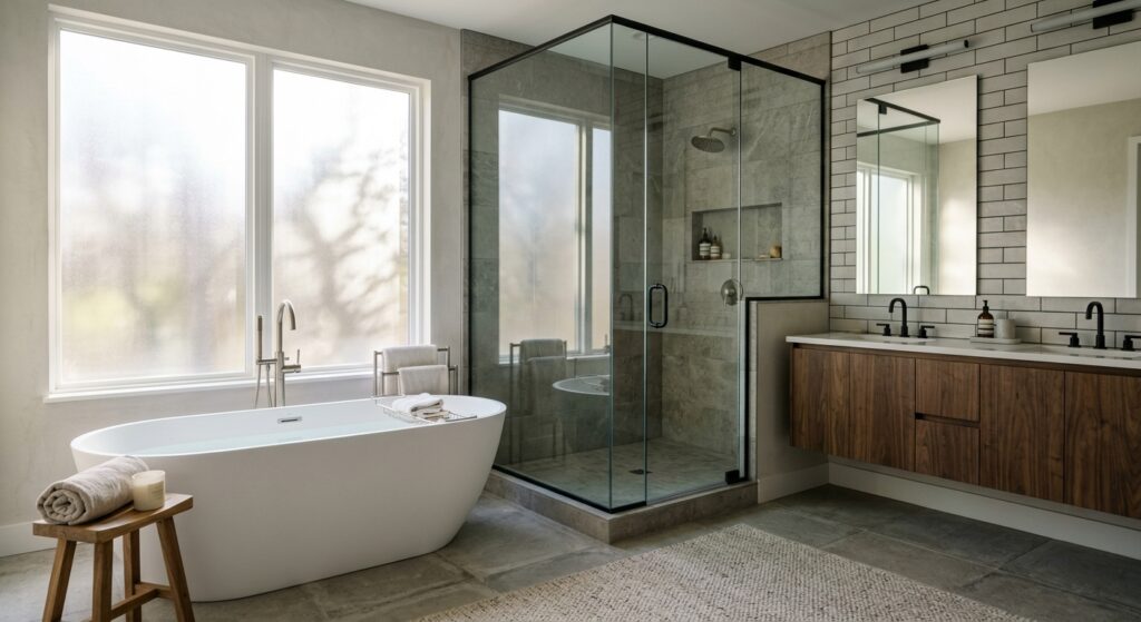 Modern washroom interior space