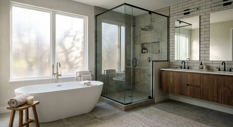 Modern washroom interior space