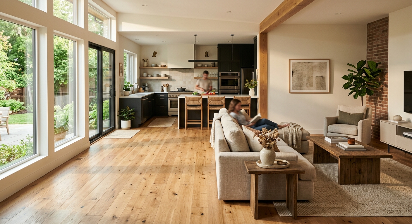 Open concept living space and cooking area