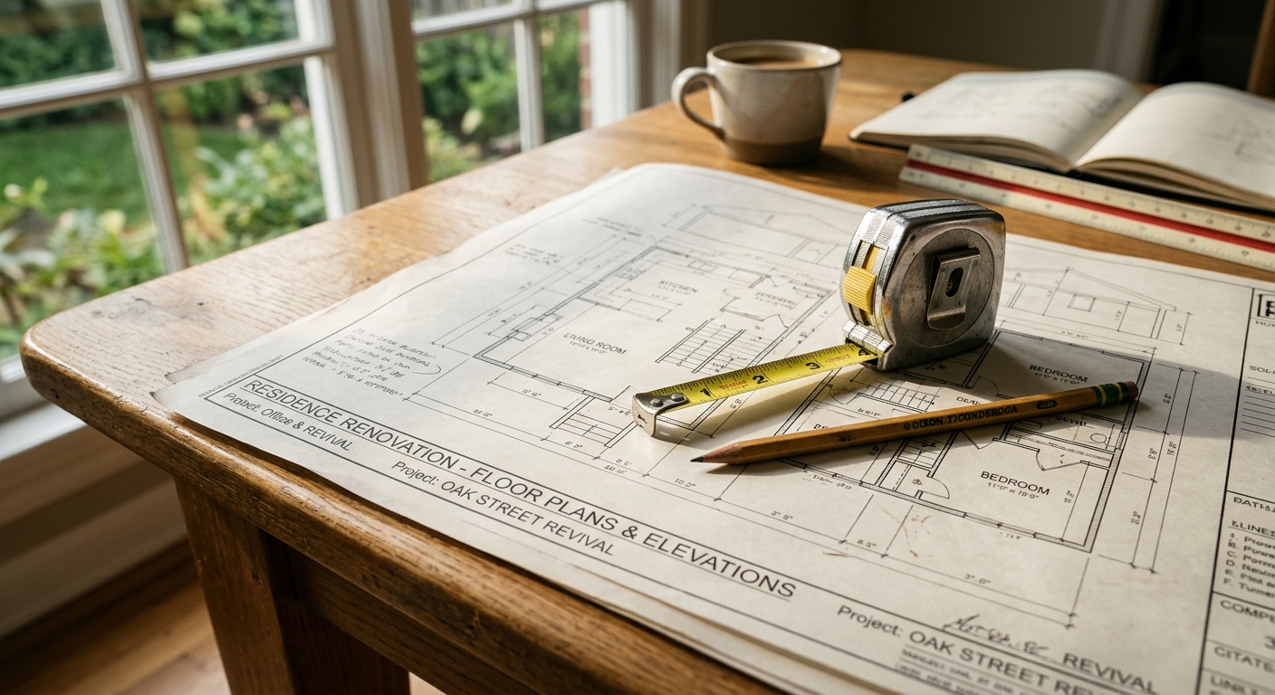 Architectural blueprints for home expansion