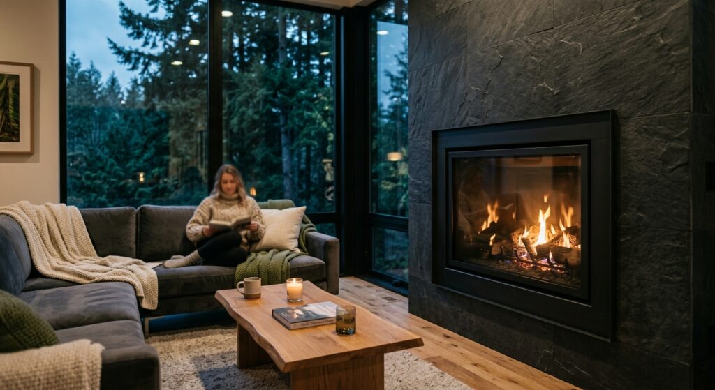Luxury fireplace installation Bellevue interior