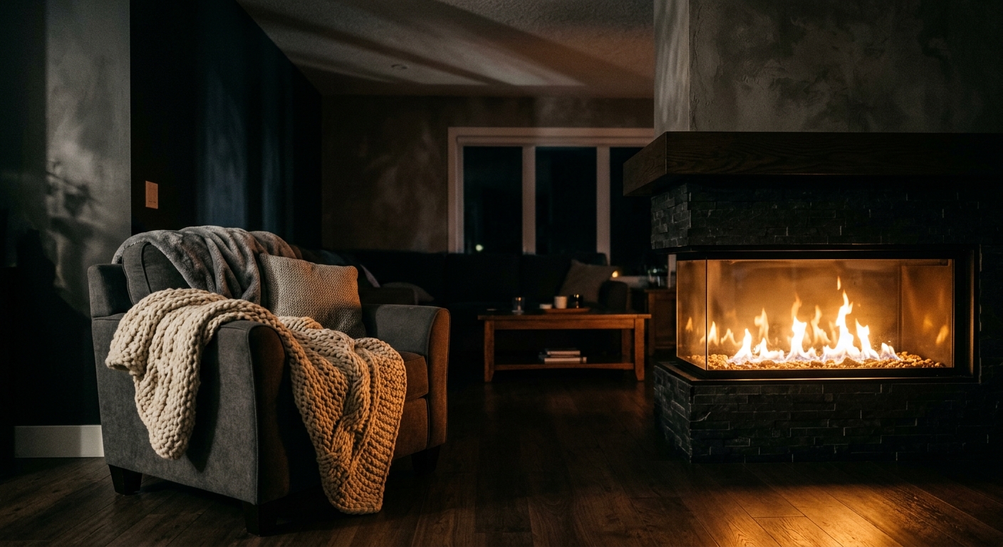 Wood-Burning vs. Gas Fireplace Inserts: Navigating Local Burn Bans and Upgrades Gas fireplace lighting dark room