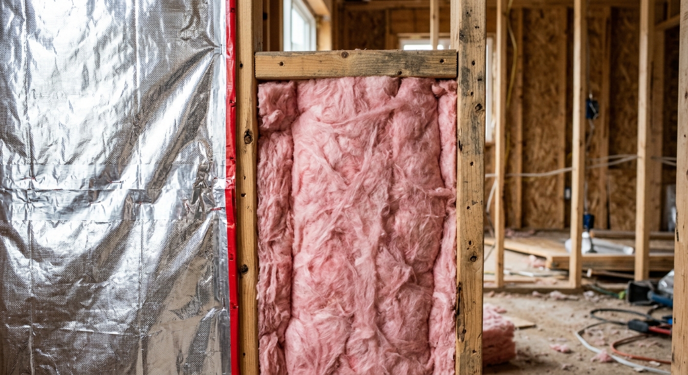 Installing wall insulation and vapor barrier