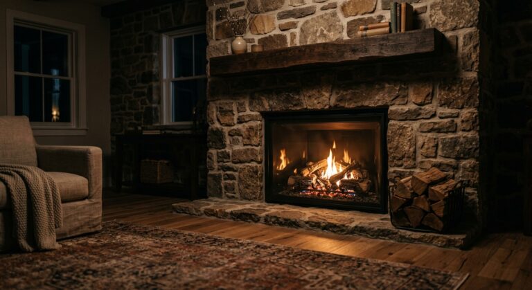 Modern gas fireplace energy efficiency