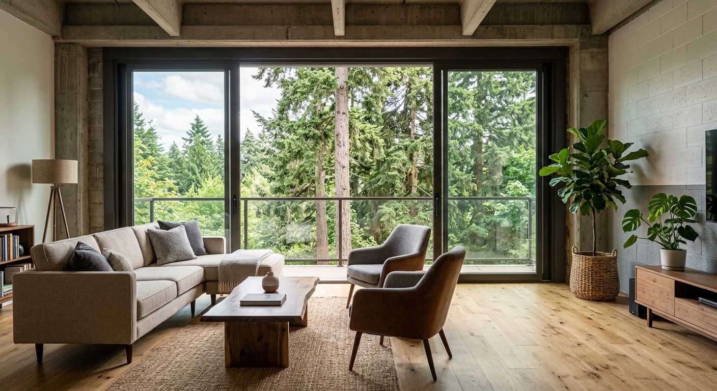 Modern living room from a converted space