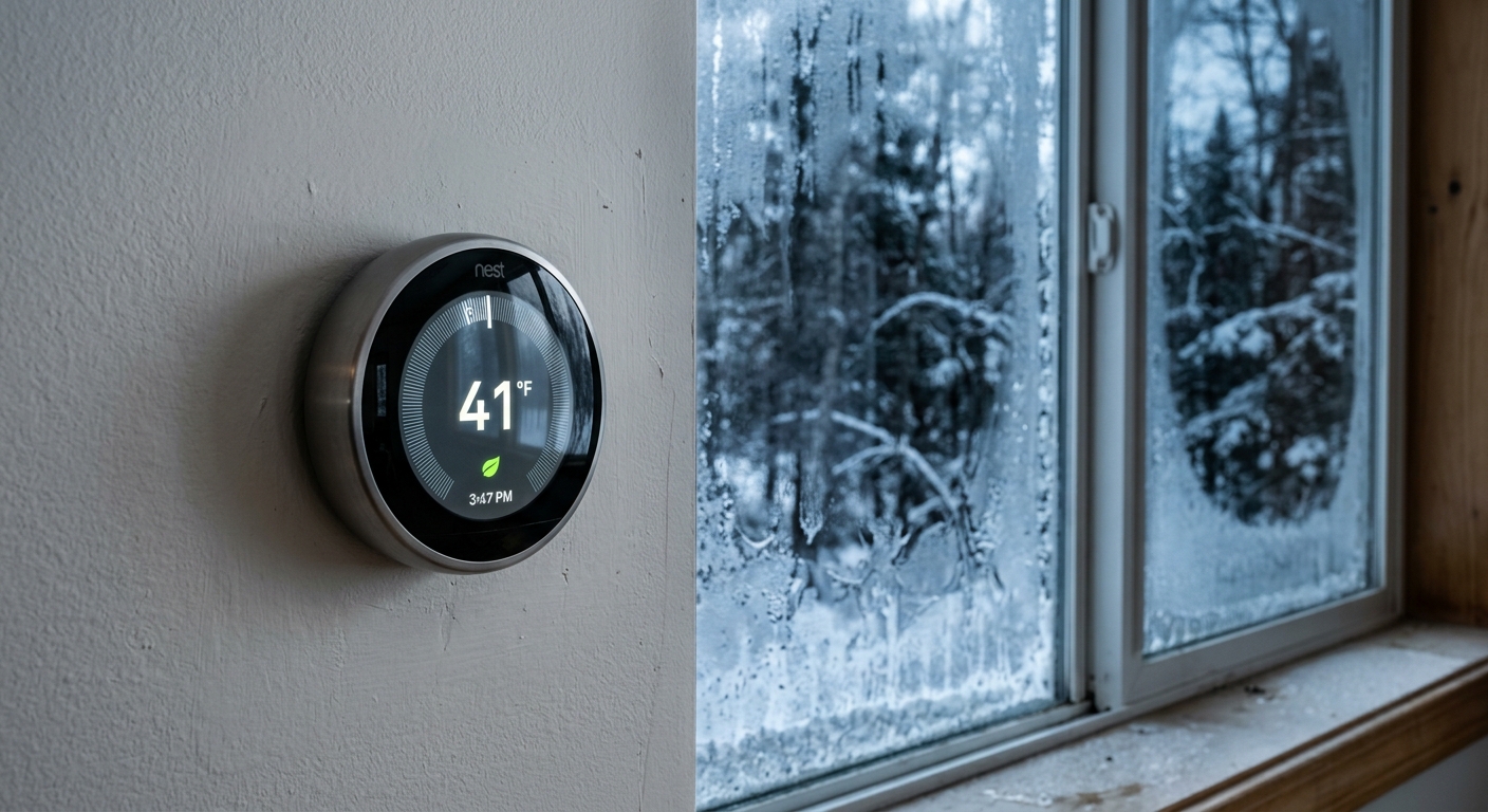 Wood-Burning vs. Gas Fireplace Inserts: Navigating Local Burn Bans and Upgrades Smart thermostat during winter cold